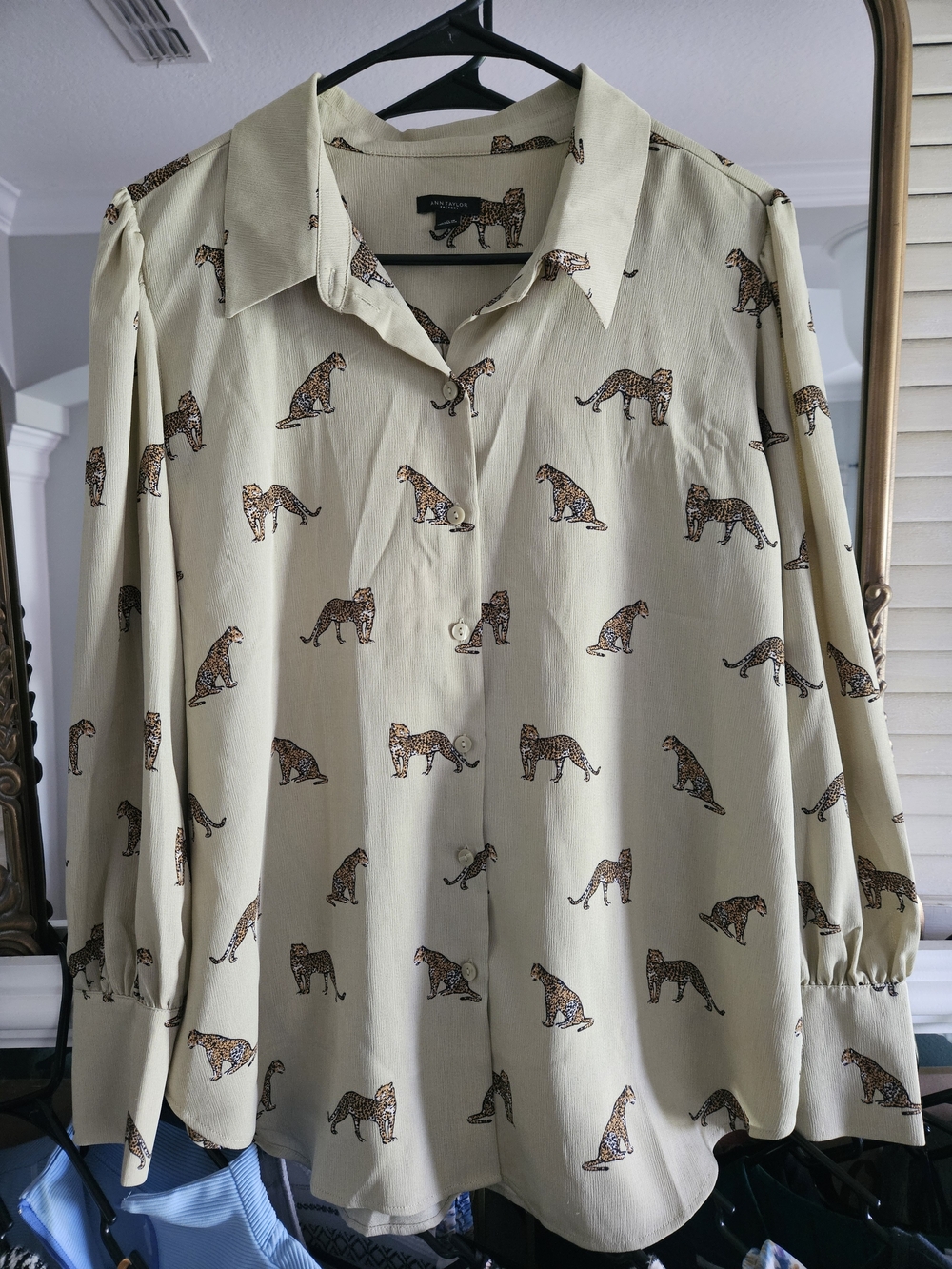 🐆 Ann Taylor Factory Leopard Print Button-Front Blouse | Size Medium
